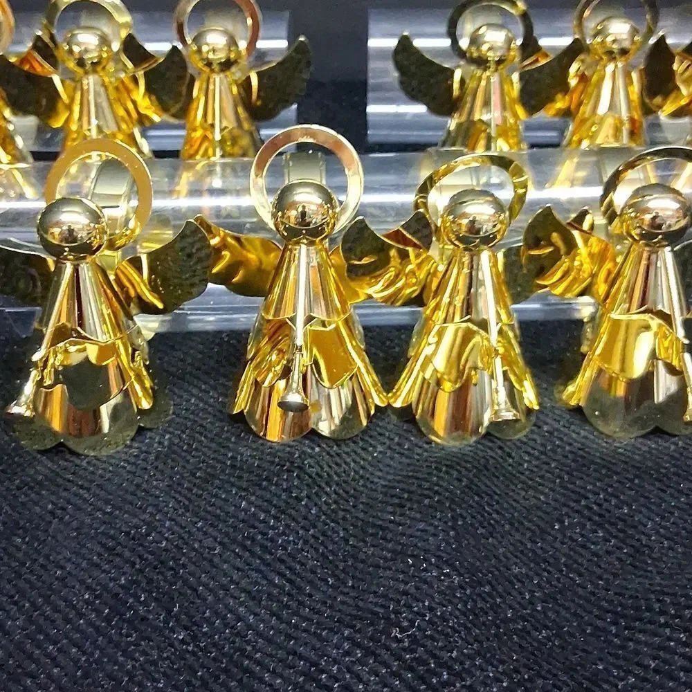 Brass Angel Halo Napkin Rings‎ Lot 12 Trumpet Gold Tone Religious Christmas Vtg.